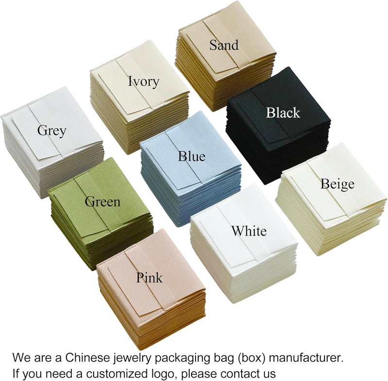 Handmade 40pcs Sand Microfiber Jewelry Pouch 8 x 8cm Jewelry Packaging Bag Luxury Gift Fixed Strap Envelope Style Packaging Small Jewelry Gift Bags for Earrings Necklaces Bracelet Ring - Image 4